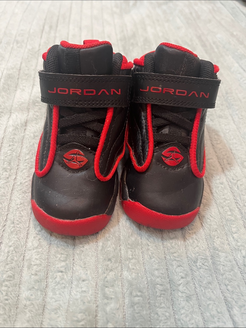 Jordan Kids Black and Red High-Top Sneakers